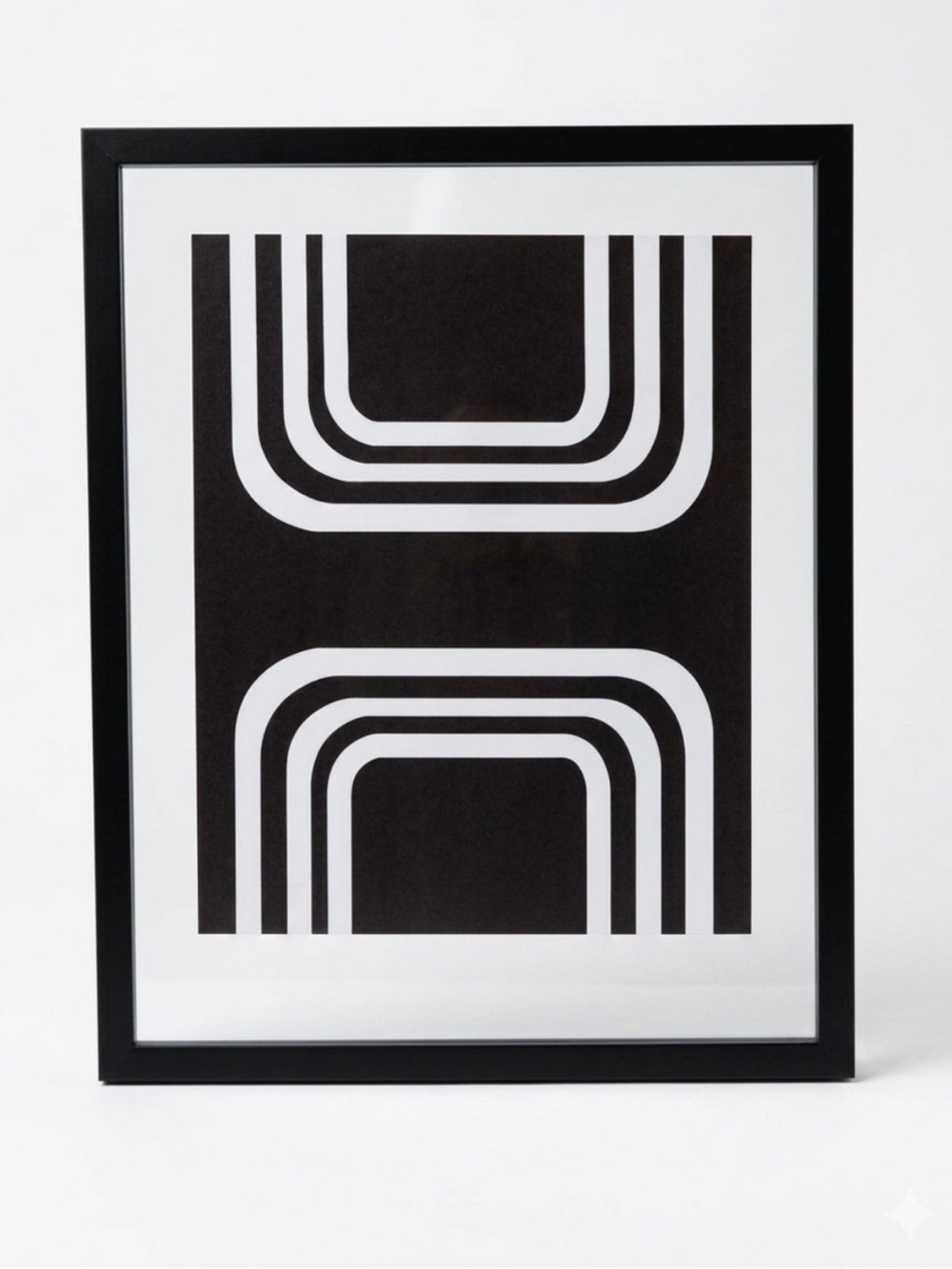 MCM Project 62 Black Floating Gallery Frame 15x19 & Abstract Giclee Art 11x14
